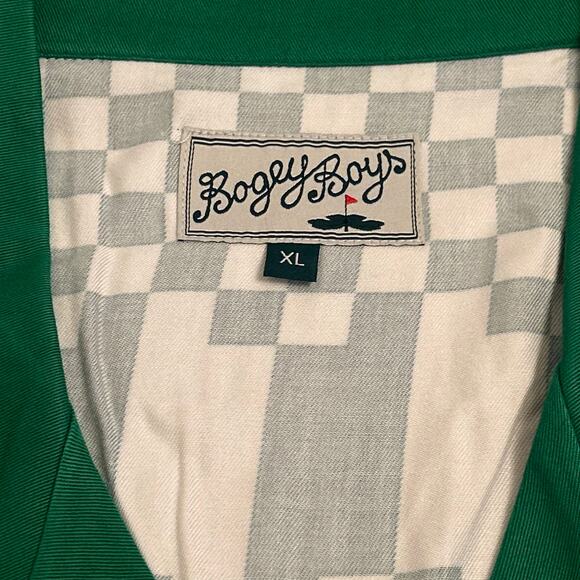 Bogey Boys by Macklemore Checkered Button Up Men's Golf Shirt Green Size XL - Picture 4 of 5